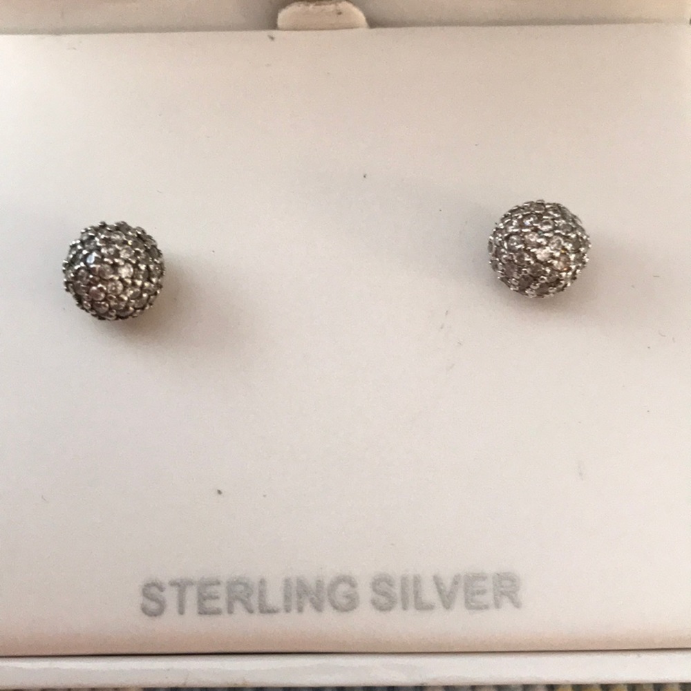 Anne Klein: Sterling silver fireball stud earrings